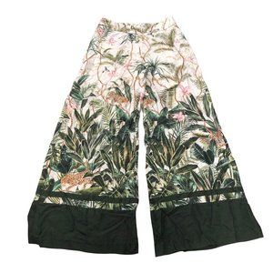 H&M Wide Leg High Waisted Boho Paradise Pants Tropical Print